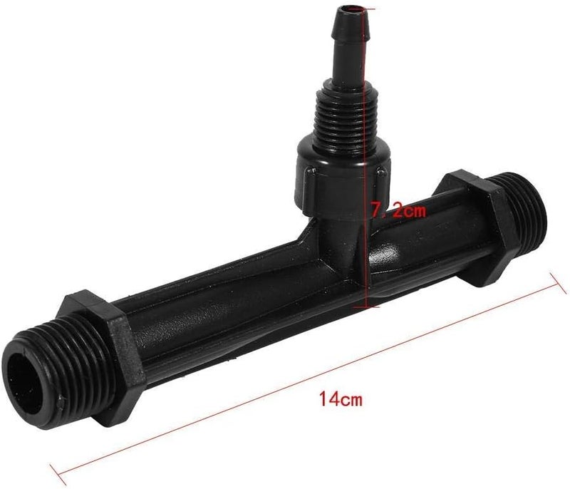 woobles Fertilizer Injector Tube, Irrigation Venturi Fertilizer Injector 1/2" 3/4\u201d 1\u201d Inch Garden Fertilizer Mixer Injector, Agriculture Device Plastic, Black(1/2 inch) - Image 2